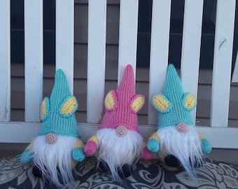 Hand Knitted  Plush Easter Gnomes