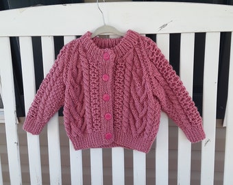 Handgebreid - Roze Aran Childs Vest