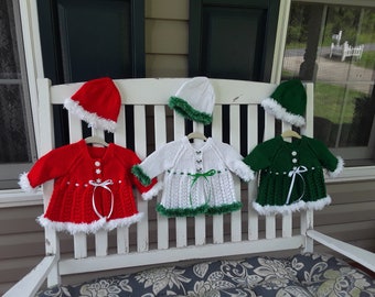 Knitted Christmas Cardigan/Sweater Set, Various Colors