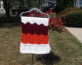 Hand Knit Virginia Tech Baby Blanket