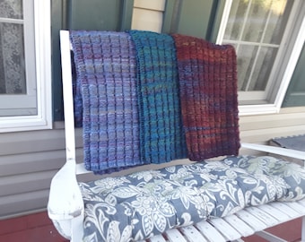 Hand Knitted - Teal Mix or Burgundy Mix Lap Blankets