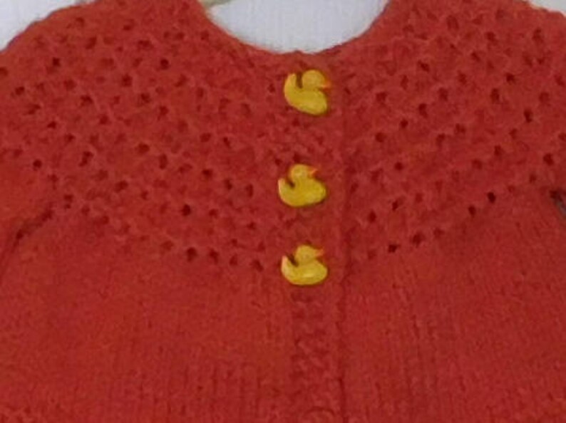Hand Knitted Burnt Orange Baby Sweater With Duck Buttons and Etsy