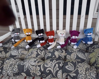 Hand Knitted -Plush Stuffed Cats - Various Colors