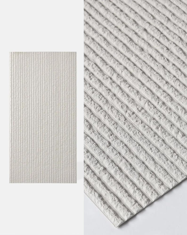 DUNES Stone Touch Flex FLR 02 | Flexibel väggpanel i mineralsten | 120x60cm | 5 mm djup textur | Lätt och vattentät | Övermålningsbar vit bild 1