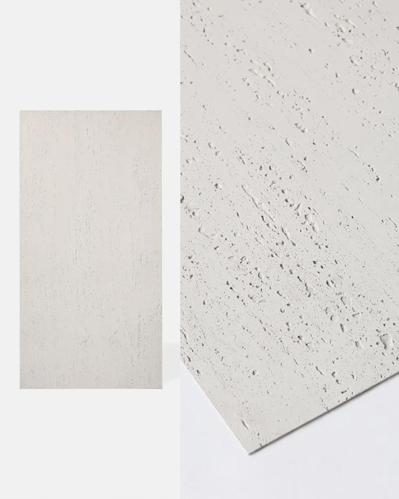TRAVERT Stone Touch Flex FLS 03 | Flexible Travertine Wall Panel | 120x60cm | Lightweight & Waterproof | 3D Texture | Paintable White