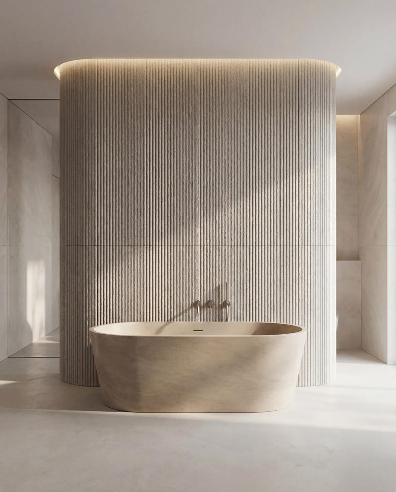 DUNES Stone Touch Flex FLR 02 | Flexibel väggpanel i mineralsten | 120x60cm | 5 mm djup textur | Lätt och vattentät | Övermålningsbar vit bild 8