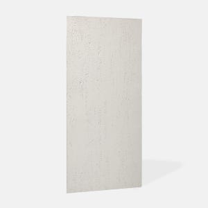 Può includere: Un pannello rettangolare bianco sporco con una superficie strutturata. Il pannello ha un aspetto leggermente ruvido e macchiettato ed è in piedi su uno sfondo neutro. Il pannello è di colore pieno e ha un design minimalista.