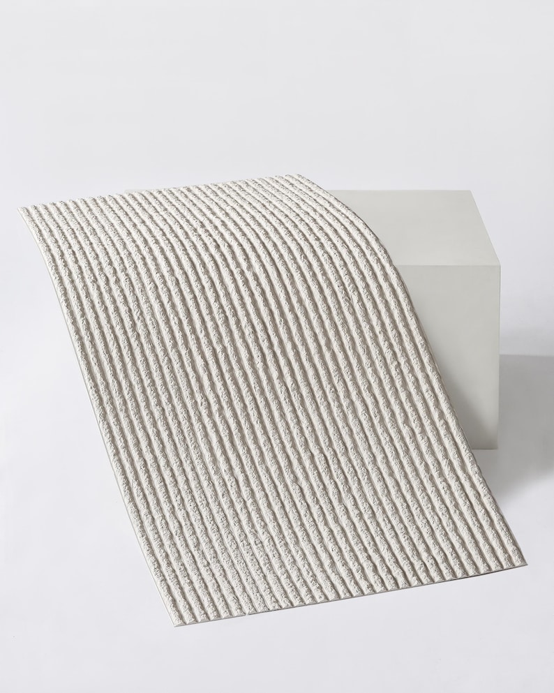 DUNES Stone Touch Flex FLR 02 | Flexibel väggpanel i mineralsten | 120x60cm | 5 mm djup textur | Lätt och vattentät | Övermålningsbar vit bild 4
