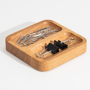 Handcrafted Oak Desk Organizer Tray: Minimalist Office Storage