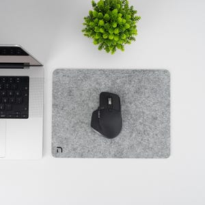 Wool Felt Mouse Pad: Gray and Anthracite Ergonomic Workspace Mat