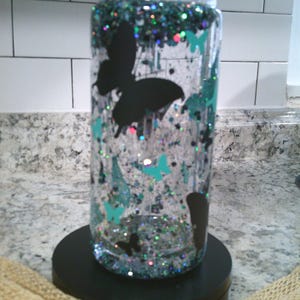 Black and Blue Butterflies Snow Globe Tumbler