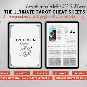 Folhas de dicas de simbolismo de tarô, tarô para iniciantes, livro de exercícios de tarô, guia de estudo de tarô digital, folhas de tarô para impressão, guia de tarô para iniciantes