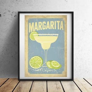 Margarita Cocktail, Vintage Bar Decor, Printable Wall Art, Digital Download