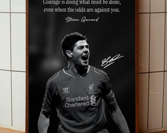 Steven Gerrard Cinematic Poster | Football Quote Wall Art | Soccer Legend Black White Print | A3 Digital Download