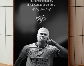 Erling Haaland Black and White Poster | Cinematic Football Wall Art | A3 Digital Download