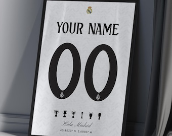 Real Madrid Custom Poster - Personalized Football Art - Customizable Digital Jersey Print Poster - Unique Gift for Football Lovers