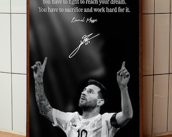Lionel Messi Cinematic Poster | Football Quote Wall Art | Soccer Legend Black White Print | A3 Digital Download