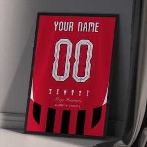 AC Milan Custom Poster - Personalized Football Art - Digital Jersey Print Poster - Unique Gift for Football Lovers