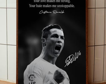 Cristiano Ronaldo Cinematic Poster | Football Quote Wall Art | Soccer Legend Black White Print | A3 Digital Download