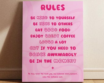 Positive Affirmation Rules Poster, Digital Download Wall Art, Motivational Self Care Quote, Printable Inspirational Home Decor