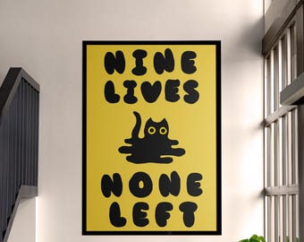 Poster Prints Wall Art Liquid Cat, Cat Lover Gift, Cute Cat Illustration, Retro Poster, Cat Wall Decor, Christmas Gift Idea