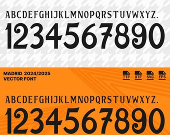 Font Madrid (White) 2024-2025 | Madrid (White) Player Font - Vinícius Jr. | Available on TTF, OTF, SVG, Vector