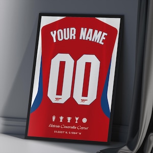Arsenal Custom Poster - Personalized Football Art - Customizable Digital Jersey Print Poster - Unique Gift for Football Lovers
