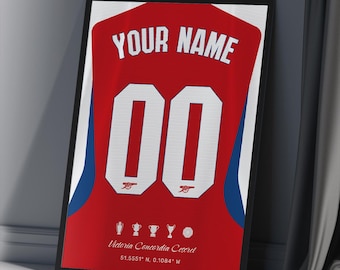 Arsenal Custom Poster - Personalized Football Art - Customizable Digital Jersey Print Poster - Unique Gift for Football Lovers