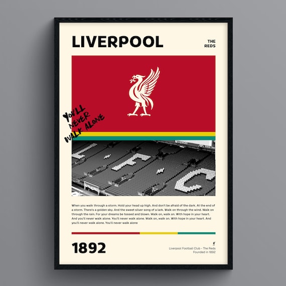 Liverpool Poster | Anfield Stadium Print | You'll Never Walk Alone | Football Wall Art | Liverpool FC Decor | Soccer Gift | The Reds Art