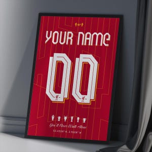 Liverpool Custom Poster - Personalized Football Art - Digital Jersey Print Poster - Unique Gift for Football Lovers