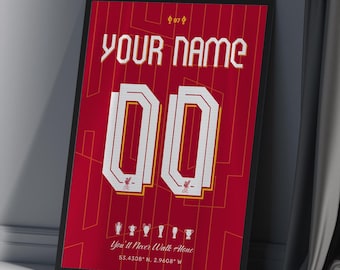 Liverpool Custom Poster - Personalized Football Art - Digital Jersey Print Poster - Unique Gift for Football Lovers