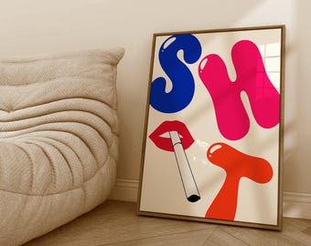 Poster Prints Lettering with Pop Art Vibes, Vibrant Digital Download Poster, Wall Art for Home Decor, Colorful Art Print