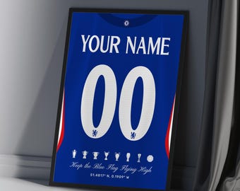 London Blue Jersey Poster – Personalized Digital Football Wall Art Print