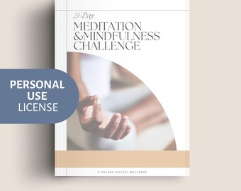 Meditation + Mindfulness Challenge | Personal Use License | Daily Calm, Presence + Self-Awareness | Instant PDF Download