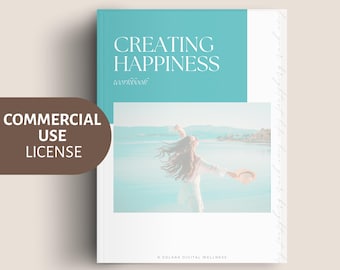 Cahier d'exercices Créer du bonheur | Licence d'utilisation commerciale | Cultivez la joie, la gratitude et la détermination | Modèle de toile modifiable + téléchargement PDF instantané