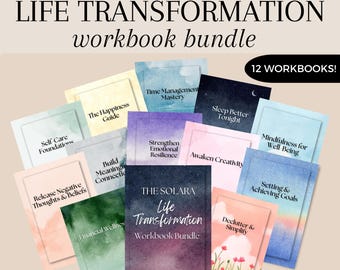 The Solara Life Transformation Workbook Bundle | 12 DFY Coach Workbooks | Edit in Canva | All-in One Coaching Bundle | Client Transformation