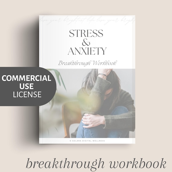 Stress + Anxiety Breakthrough Workbook | Commercial Use License | Calm Overwhelm + Emotional Regulation | Canva Template + PDF Download
