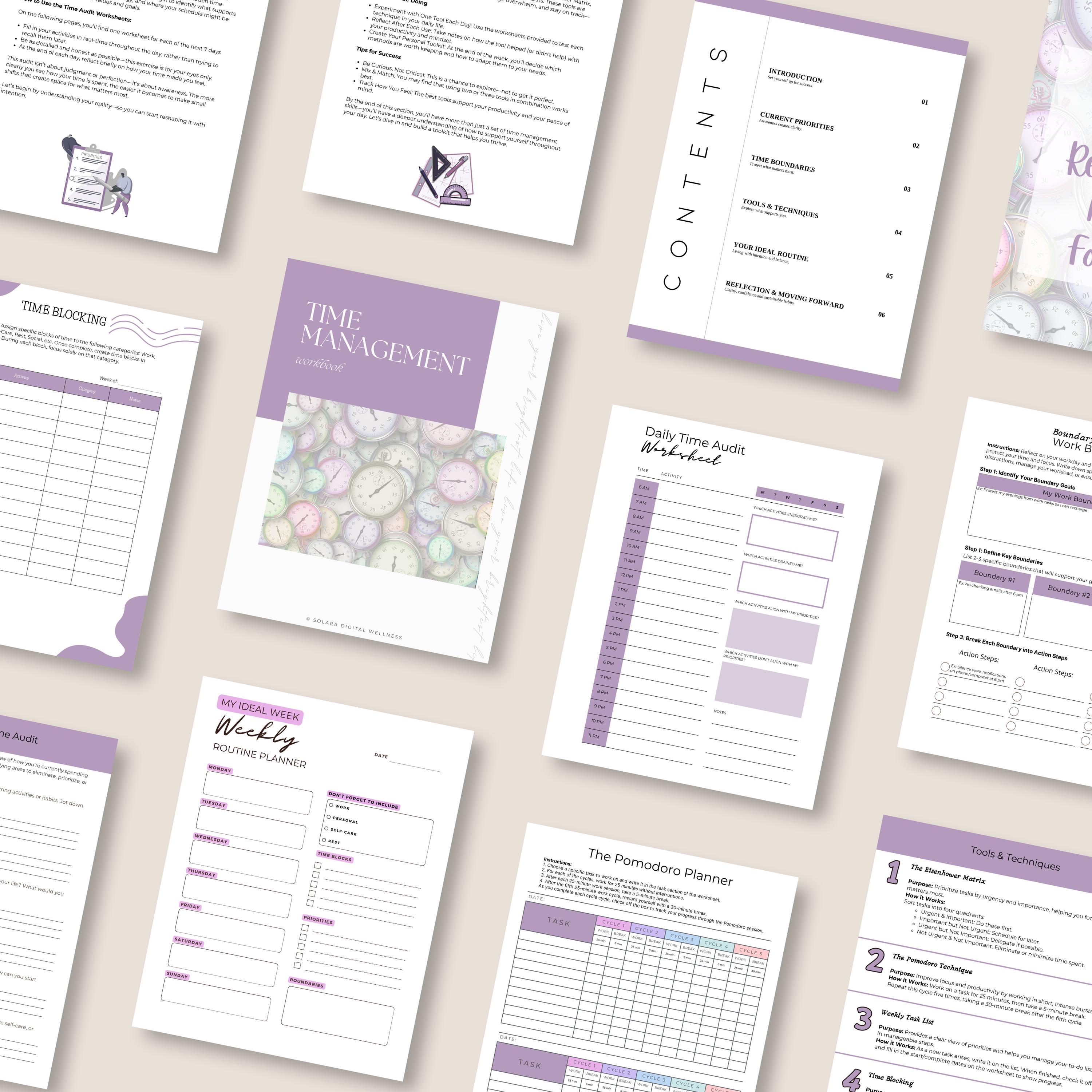 Time Management Workbook | Commercial Use License | Design Balanced ...