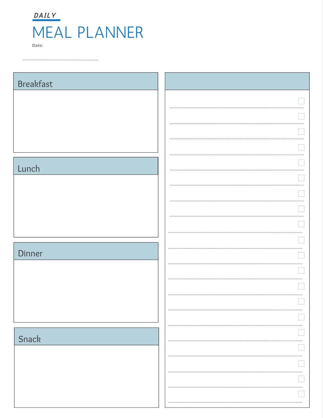Daily Meal Planner | Printable PDF Food Journal | Meal Tracker for ...