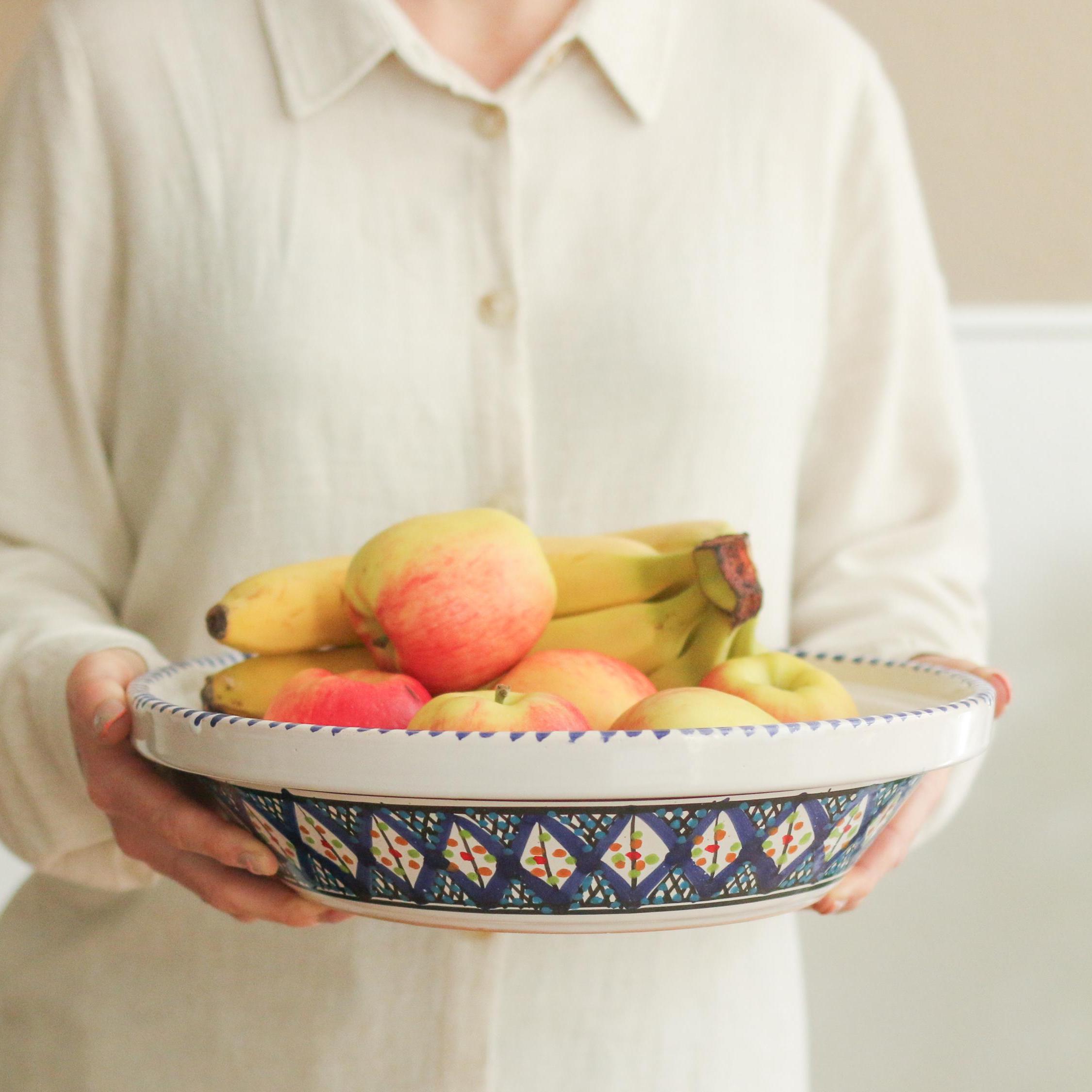 Appâtissier Tunisien 3 Bols Encastrés - Plat Service Céramique Peinte à La Main Artisanat Traditionnel