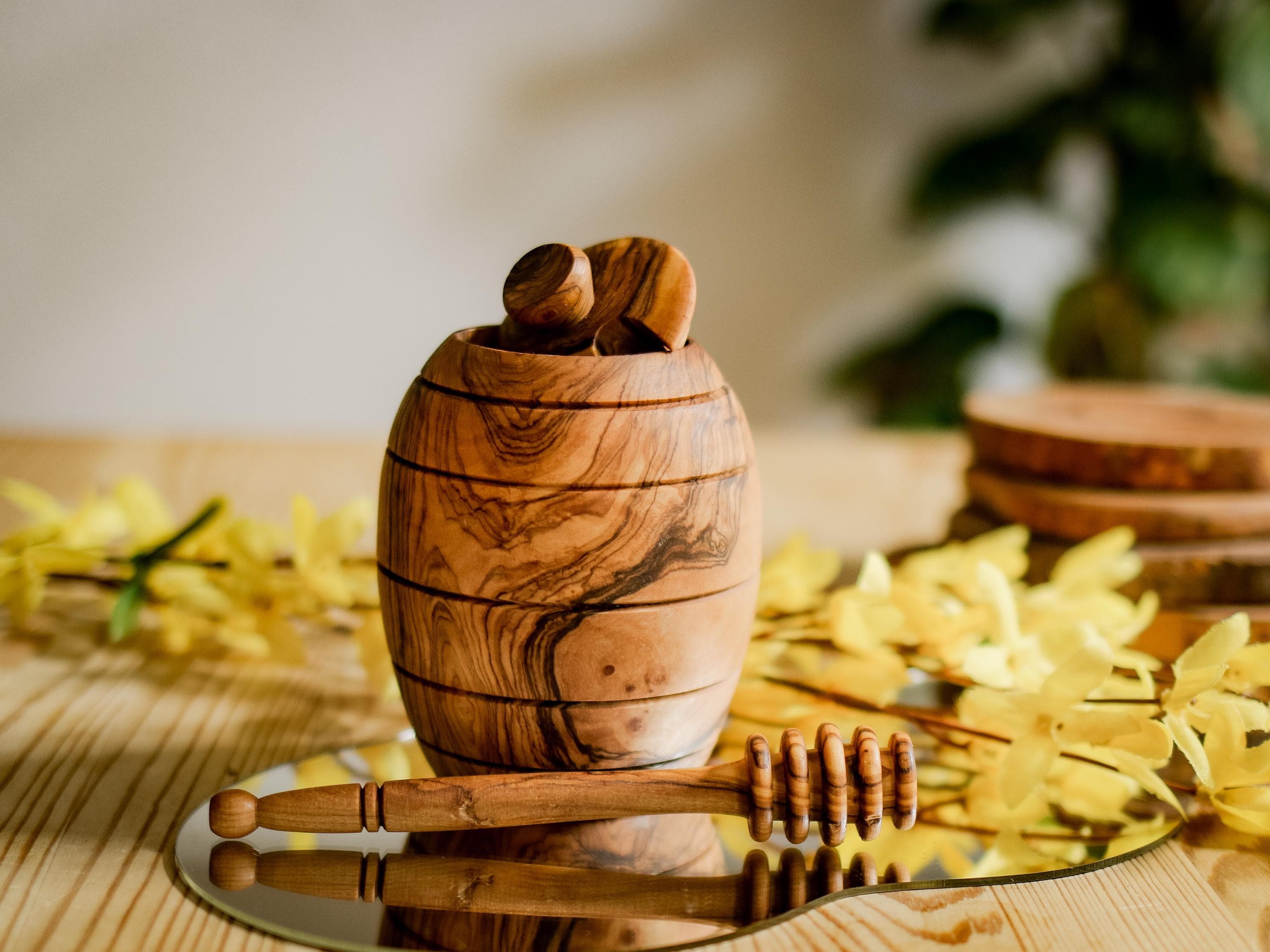 Pot à miel en bois d’olivier – Ibericano