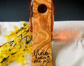 Engraved Olive Wood Wine Bottle Holder Stand Rustic Kitchen Display Unique Wood Decor Wine Gift Idea Personalized Handmade Home Accessory