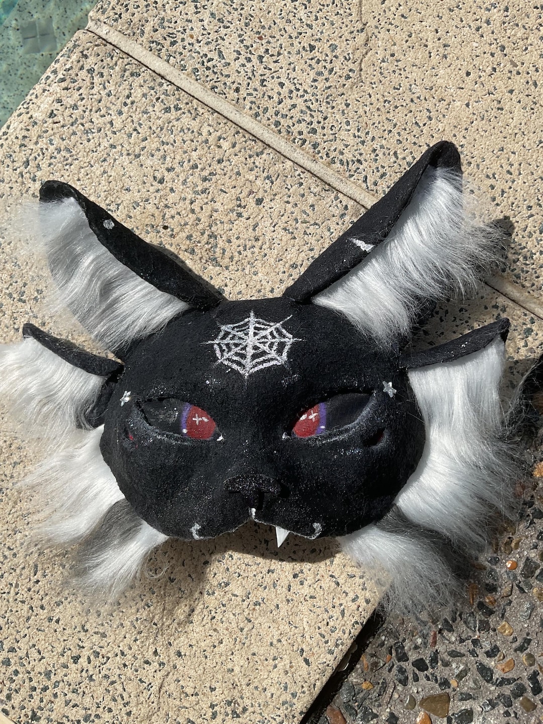 Black Alien Cat Therian Mask With Spiderweb Patterns - Etsy