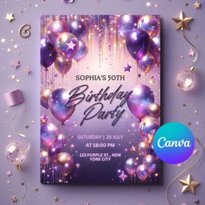 Invitaciones de lavanda, invitación para el 50.º aniversario, invitación para el 40.º aniversario, invitaciones sorpresa de cumpleaños, fiesta de cumpleaños de adultos, invitación de cumpleaños, regalos de fiesta