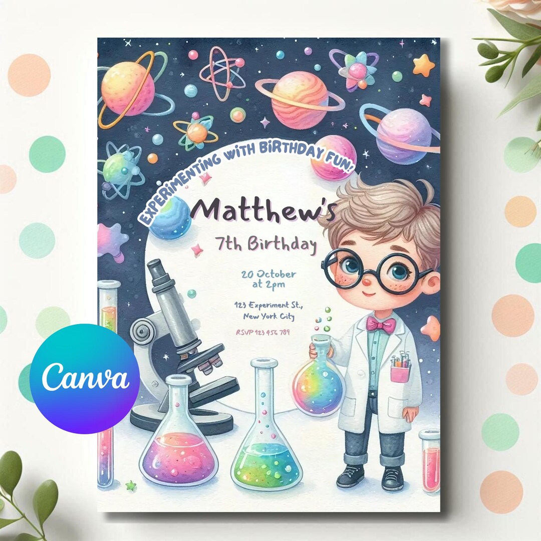Science Experiment Party Invitation Slime Mad Scientist Birthday Invite ...