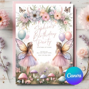 Fee-Einladung, Fee erste Geburtstag, Garten Geburtstag, Fee-Geburtstagsparty, Mädchen-Geburtstagseinladung, Geburtstagseinladung, Gastgeschenke