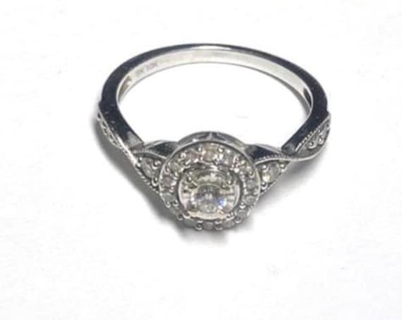 Impressive Diamond Halo Ring, solid 10K W Gold si… - image 2