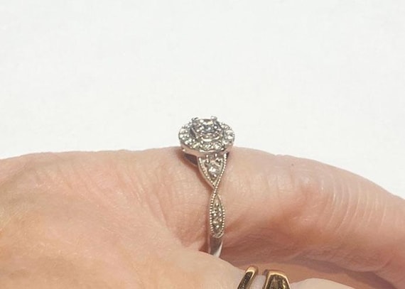 Impressive Diamond Halo Ring, solid 10K W Gold si… - image 9