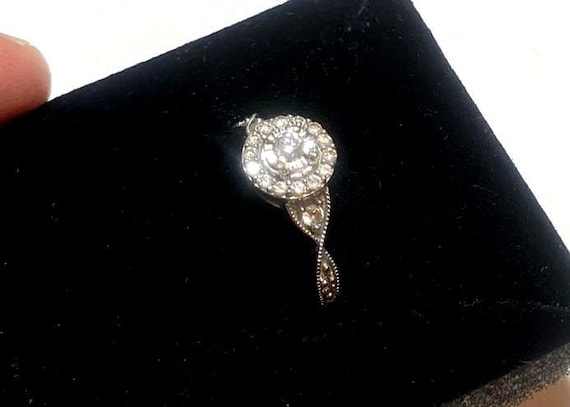 Impressive Diamond Halo Ring, solid 10K W Gold si… - image 1