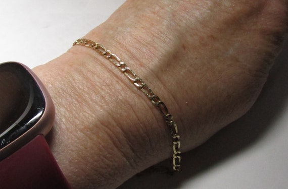 Vintage solid 14K Y Gold Simple Chain Bracelet, 7… - image 3